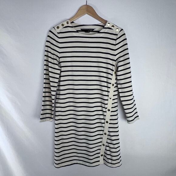 Veronica Beard Womens Ruta Ivory Stripe Cotton Mini Dress Long Sleeve Size Small - Picture 2 of 12